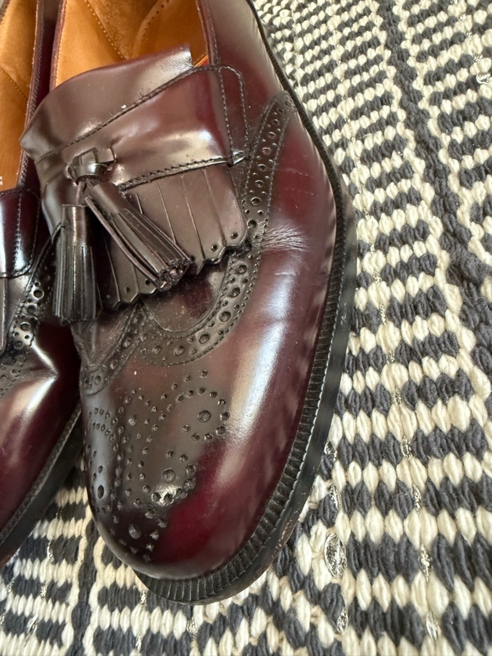 Cole Haan City Vintage Oxblood Oxford Wingtip Tassel Fringe Loafers Size 8 D - Picture 5 of 14